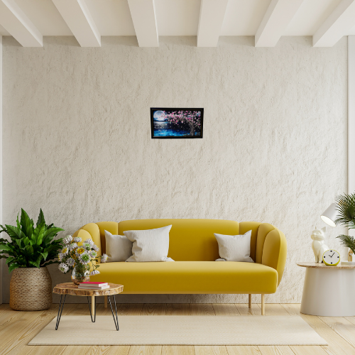 Starlit Sakura Serenade Diamond Painting on Glass Wooden Frame