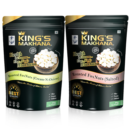 Makhana Big Size - Cream-N-Onion, Salted (60g Each) - Pack of 2