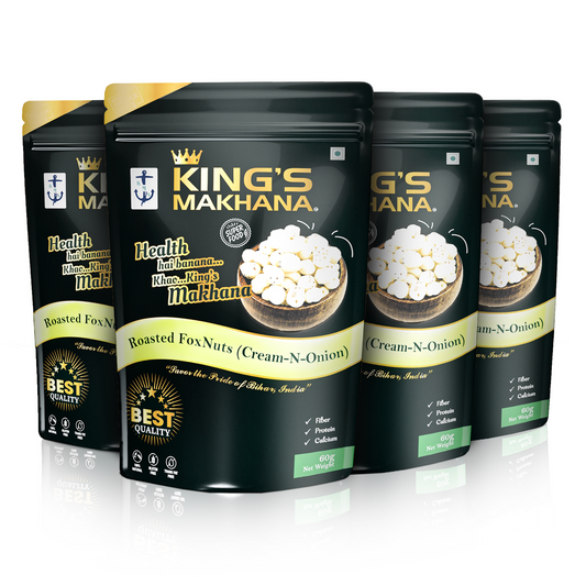 Makhana (COMBO PACK OF 4) - Cream-N-Onion (60g Each) | BIG SIZE MAKHANA