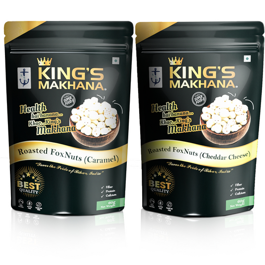 Makhana Big Size | Pack of 2 - Caramel, Cheddar Cheese (60g Each)