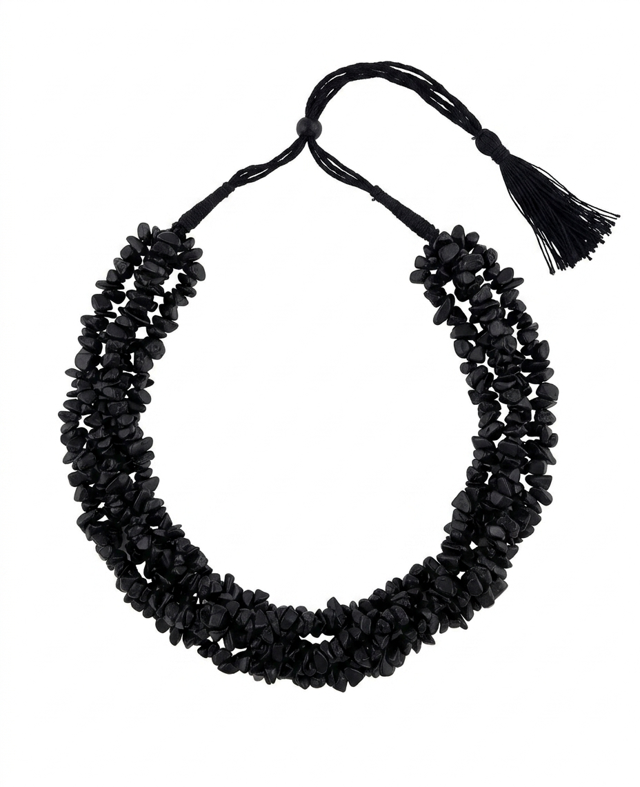 Neckpiece - Handcrafted Black Uncut Stone