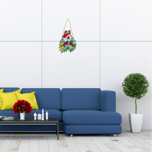 Red Glitter Nest Double-Sided Birdhouse Hanging Decor for Home