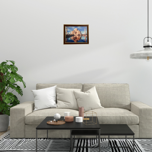 Eternal Taj Mahal Diamond Painting on Glass with Wooden Frame