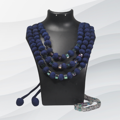 3-Layer Vibrant Cloth Jewellery with Crystal Beads | parties or everyday wear