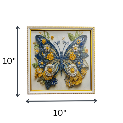 Diamond Painting - Blue Butterfly in Golden Blossom Harmony (On Demand)