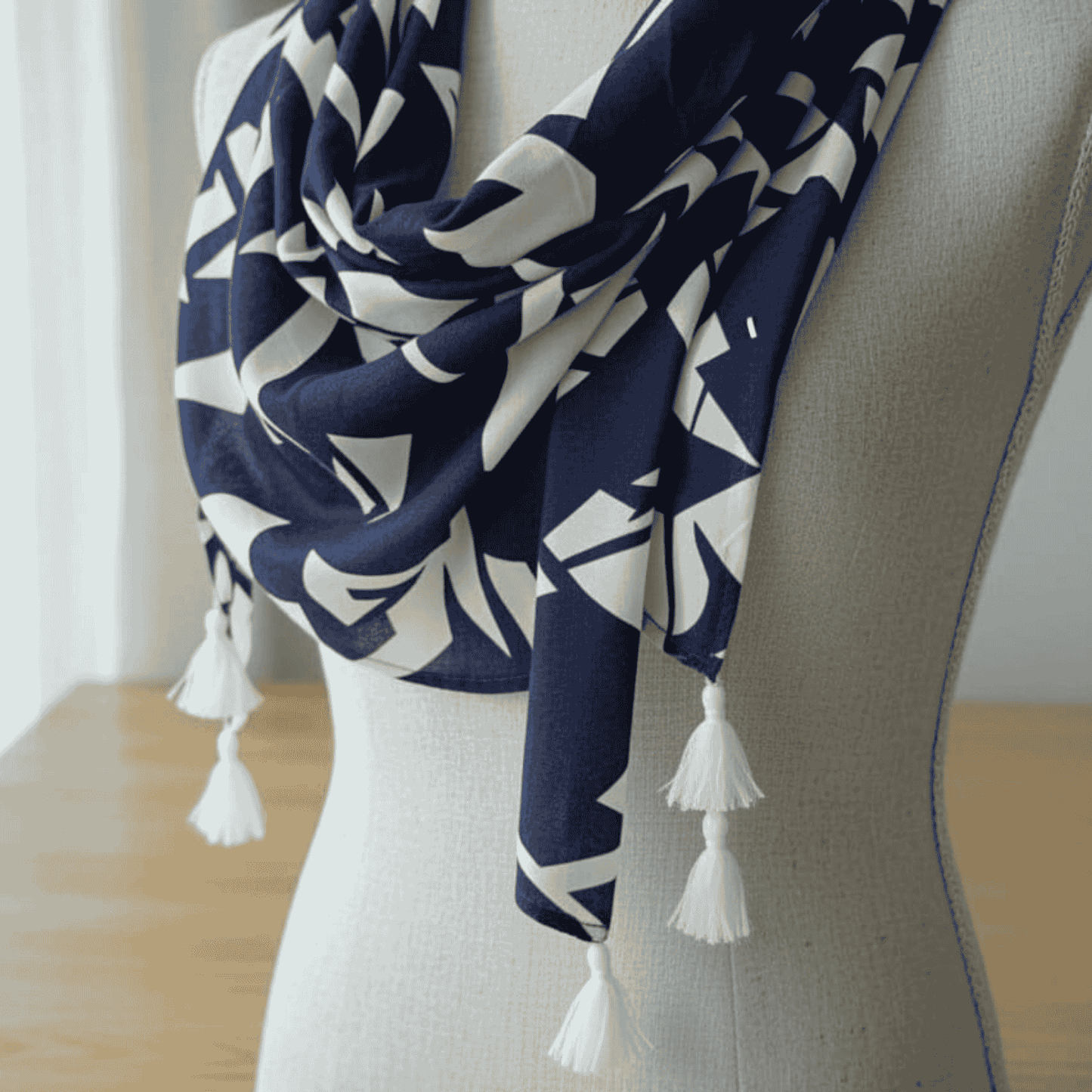 Abstract blue stole - 72 X 21