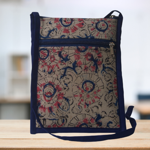 Canvas Sling bag with Kalamkari art - Durable, eco-friendly, and fashionably designed