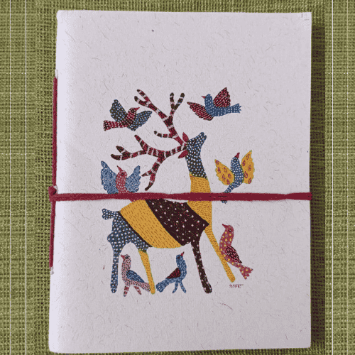 Handmade Paper Diary - Deer with  Seven Birds
