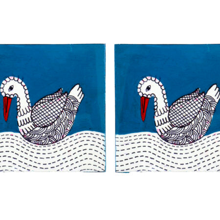 Gond Art Tea Coasters - Ducks - (Set of 2 - 4 X 4)