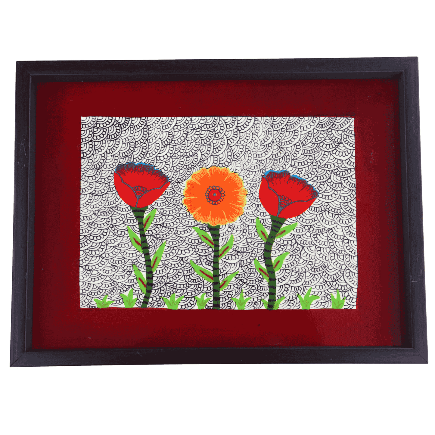 Gond Art Trays - Flowers - (12x9)