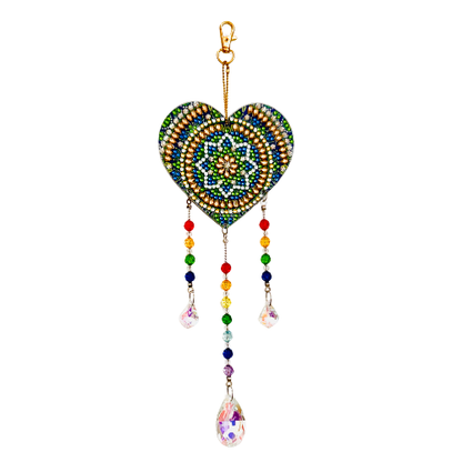 Prismatic Heart Double-Sided Suncatcher with Diamond Beads and Crystals