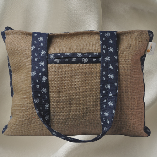 Jute bag with Denim handle (Pack of 1 - Go green with eco-friendly)