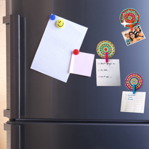 Mandala Fridge Magnets with Wooden Clip (pack of 3)