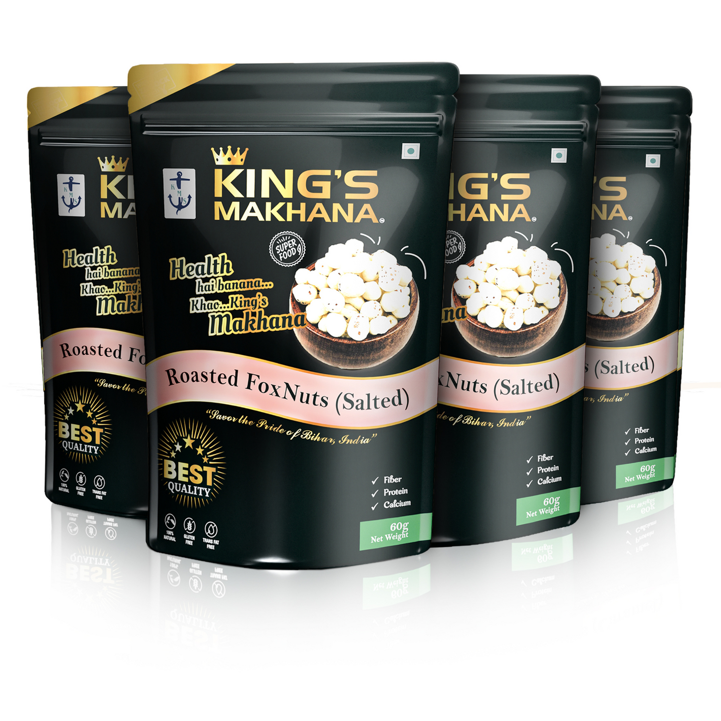 Salted Makhana (COMBO PACK OF 4 - 60g each) - BIG SIZE