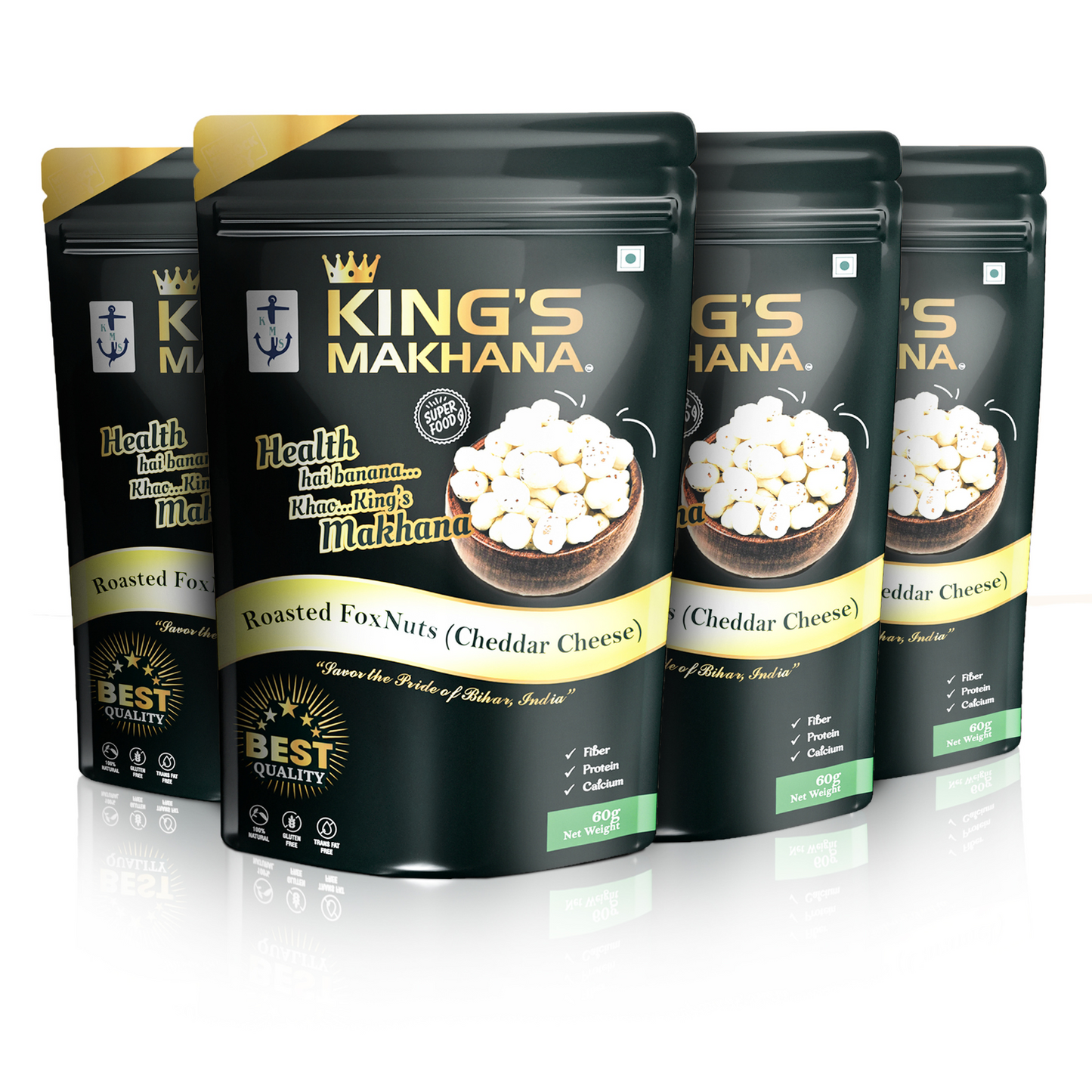 Makhana - Cheddar Cheese (Big Size - Combo Pack 4 - 60g Each)