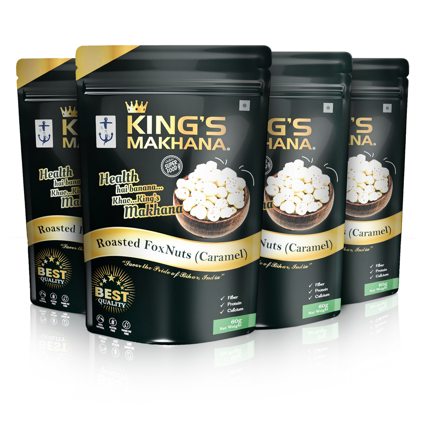 Makhana Big Size - Caramel (60G each) | COMBO PACK OF 4
