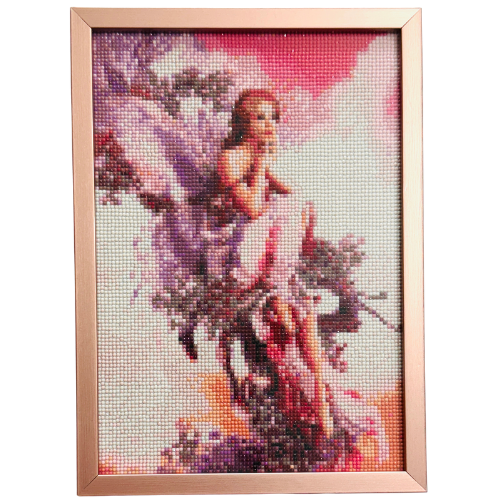 Whispering Twilight Fairy Diamond Painting on Glass with Rose Gold