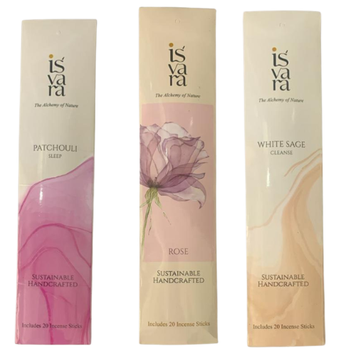 Incense stick - Rose, White Sage - Cleanse, Patchouli (set of 3 - 60 sticks)