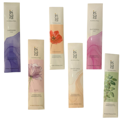 Incense stick - Rose, White Sage - Cleanse, Patchouli, Tulsi, Chandan, Lavender (set of 6 - 120 sticks)