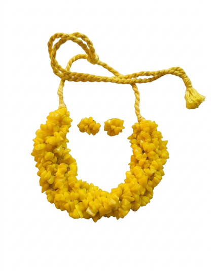 Neckpiece - Handcrafted Yellow Swirl Stone