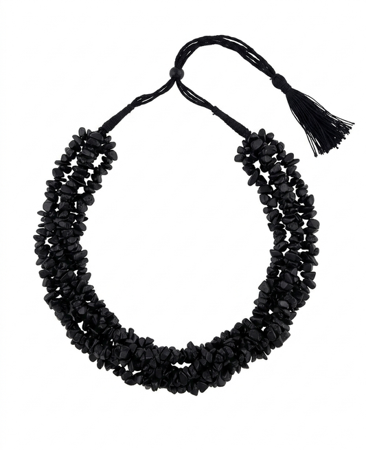 Neckpiece - Handcrafted Black Uncut Stone