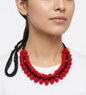 Neckpiece - Red Thread and Black Crystal