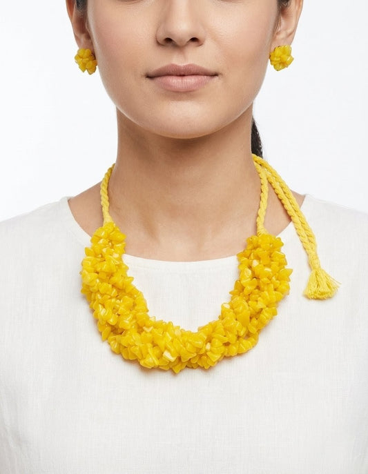 Neckpiece - Handcrafted Yellow Swirl Stone