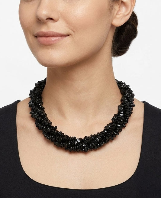Neckpiece - Handcrafted Black Uncut Stone