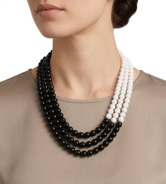 Neckpiece - White and Black Stone Handcrafted