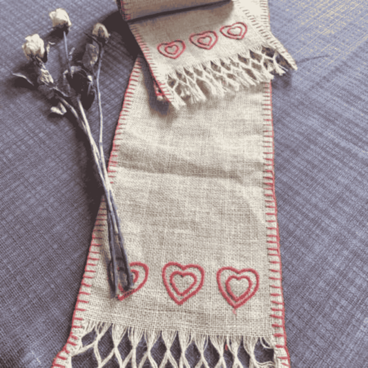 Table Linen (Natural Jute) - Red Theme (70 X 12 inches)