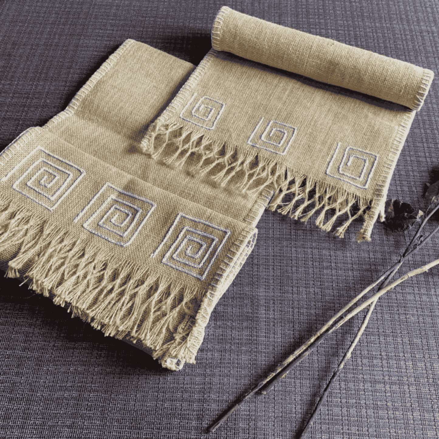 Table Linen (Natural Jute) - White Theme (36 X 12 inches)