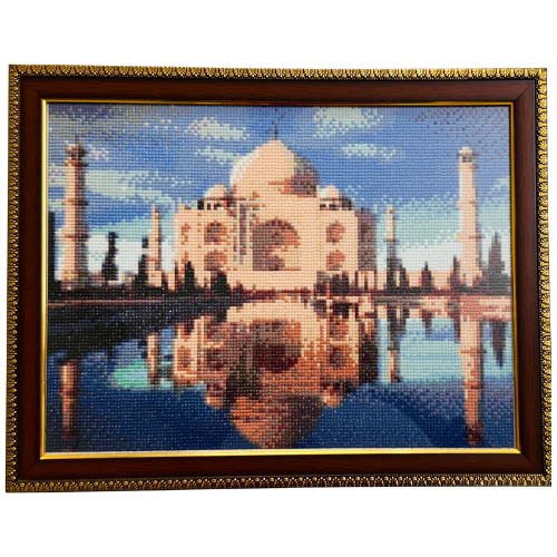 Eternal Taj Mahal Diamond Painting on Glass with Wooden Frame